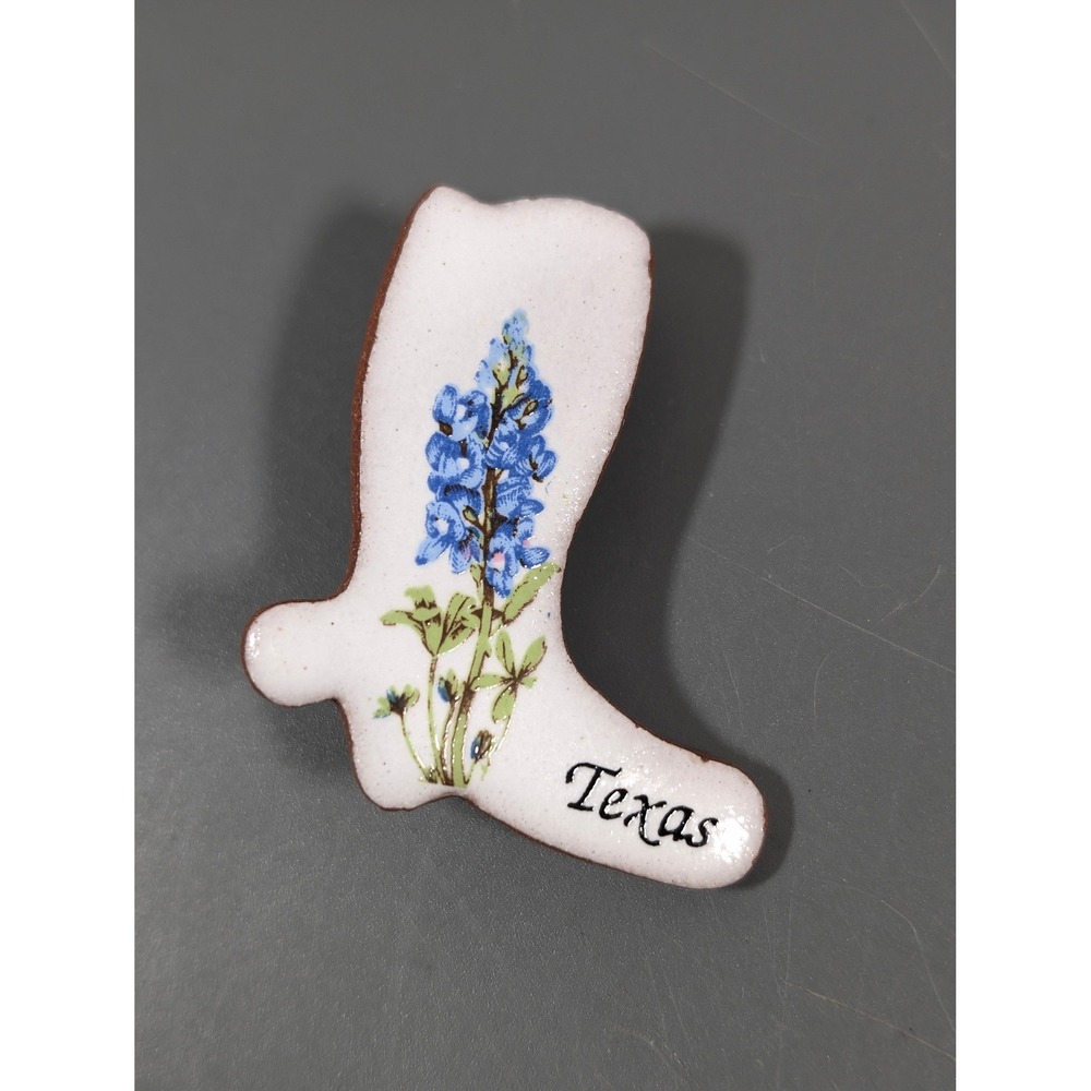 Texas Bluebonnet Pin Ceramic State Brooch Artisan Floral Souvenir
